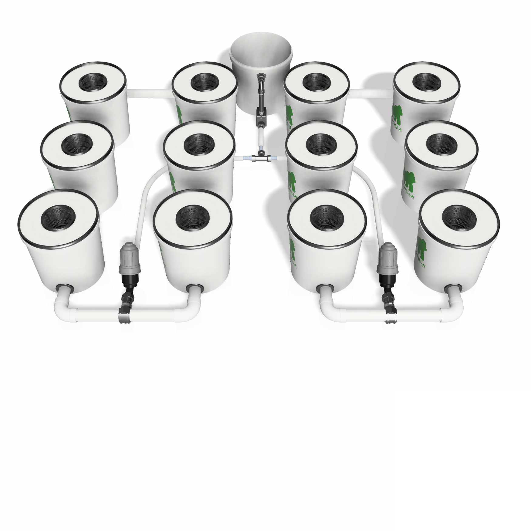 Growrilla RDWC PRO _ 12-Topfe 19L in 4 Reihen Details 1